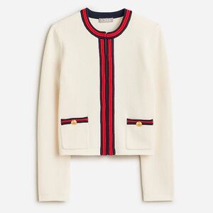 J.Crew Ivory Cardigan with Navy and Scarlet Accents. Looks like Gucci